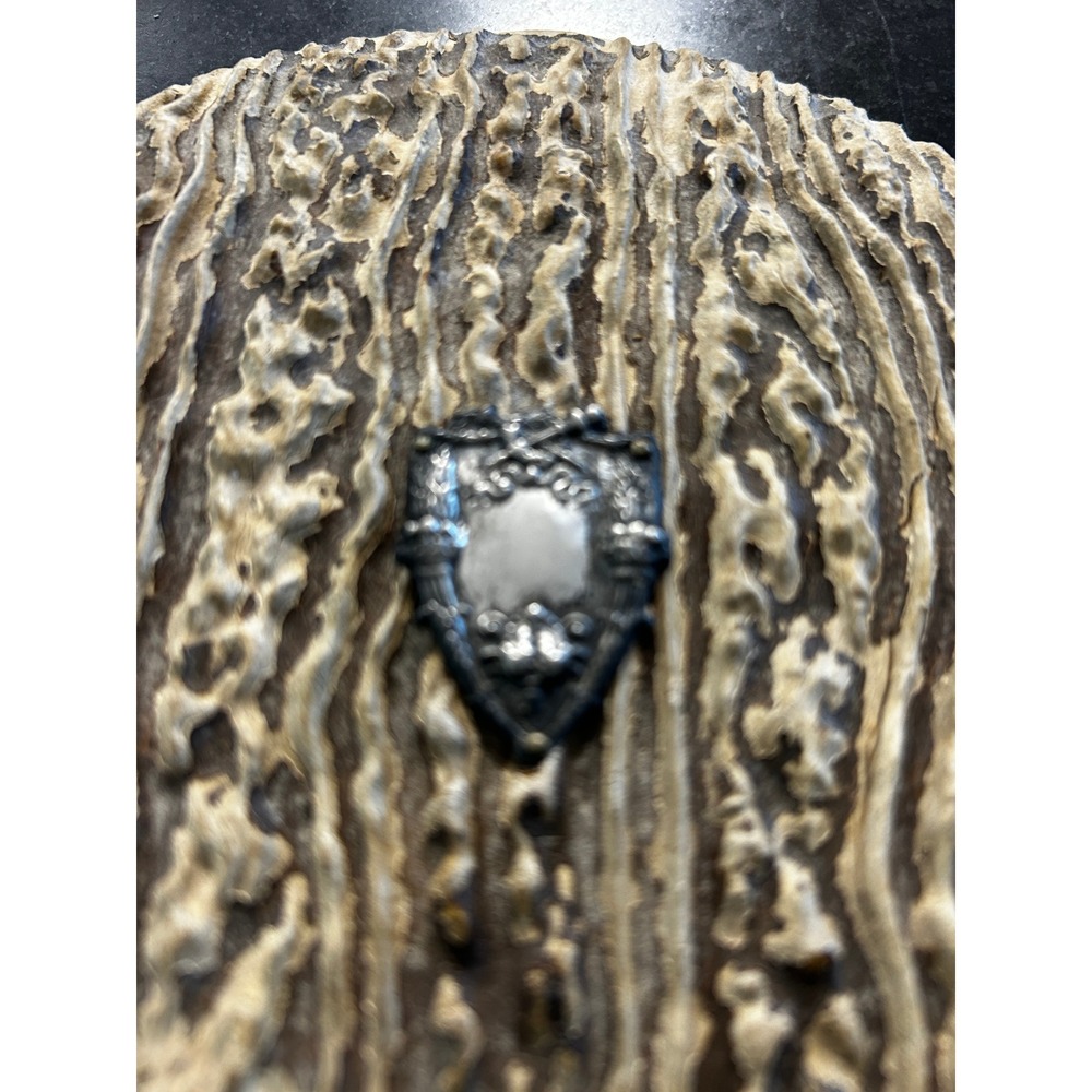 Antique Victorian Sterling and Faux Antler Wood Beveled Glass Hand Mirroror - Picture 2 of 5